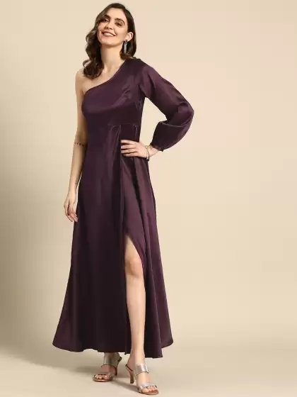 Satin Maxi One Shoulder Dress - image 3