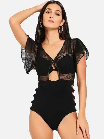 Women Self-Design Cut-Out Detailed One-Piece swimsuit - image 3