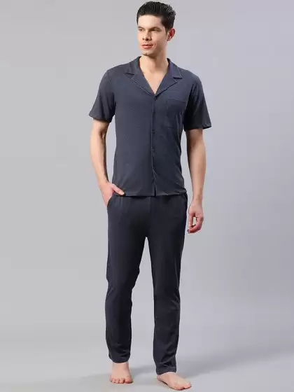 Men Lapel Collar Night Suit - image 3