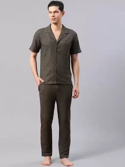 Men Lapel Collar Night Suit - image 3
