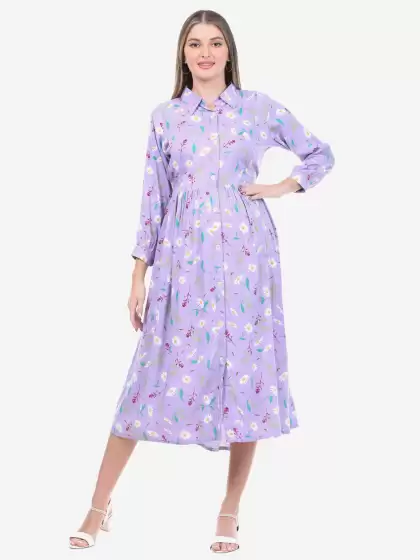 Floral A-Line Midi Dress - image 3