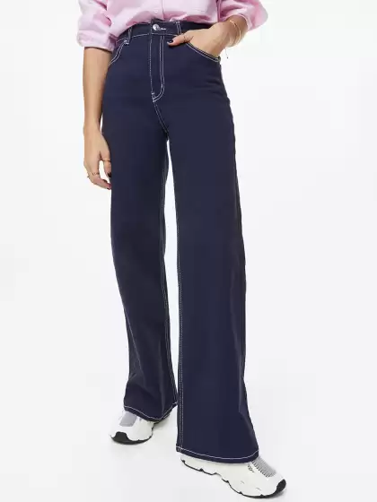 Women Wide Twill Trousers - image 3