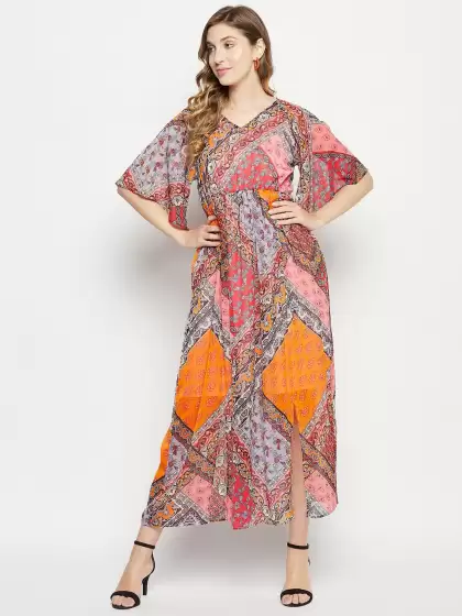 Printed Flared Sleeves Dress - image 3