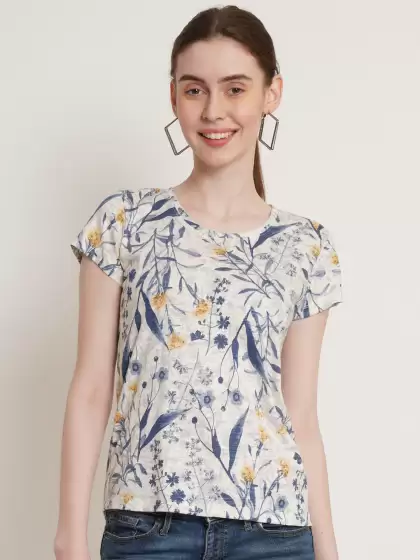 Floral Printed Cotton T-shirt - image 3