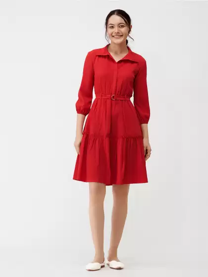 Puff Sleeves Peplum Dress - image 3