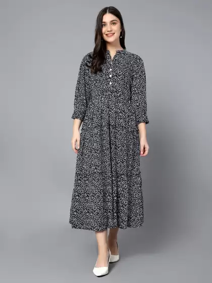 Printed Tiered Midi Dress - image 3