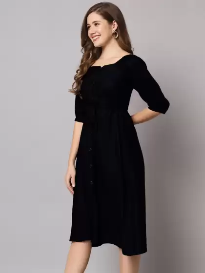 Puff Sleeves A-Line Dress - image 3