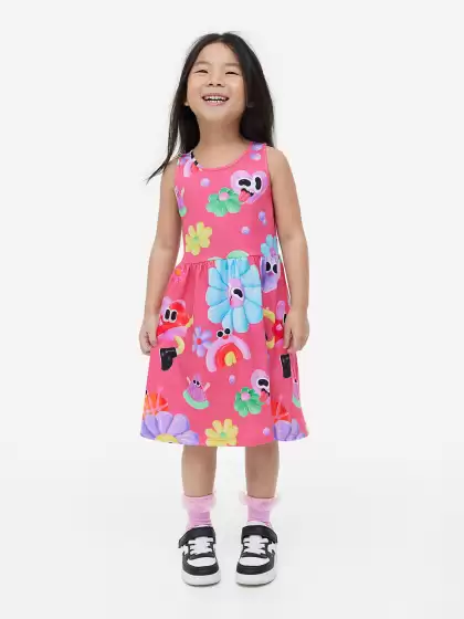Girls Printed Jersey Dress - image 3