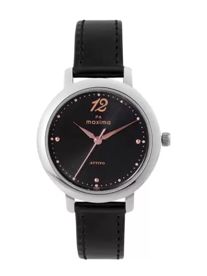 Women Brass Dial & Leather Straps Watch - image 3