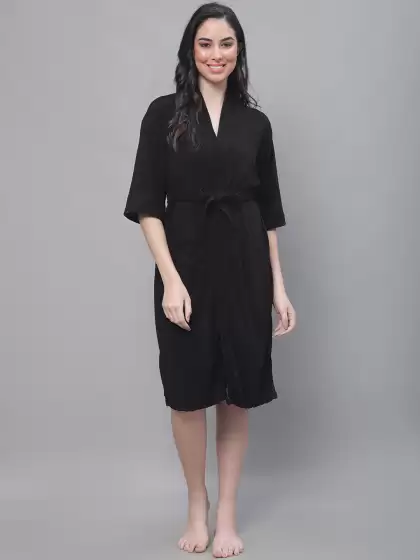 Women Bath Robe With Belt - image 3
