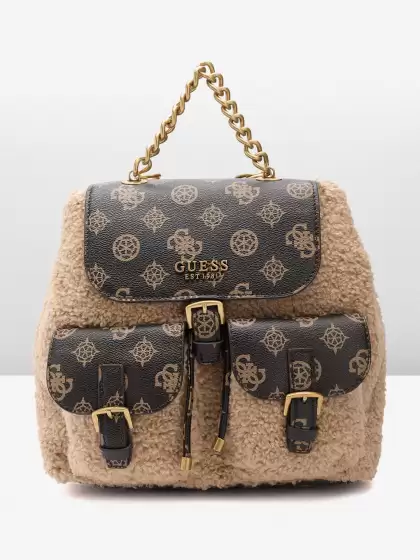 Women Faux Fur Trim Backpack - image 3