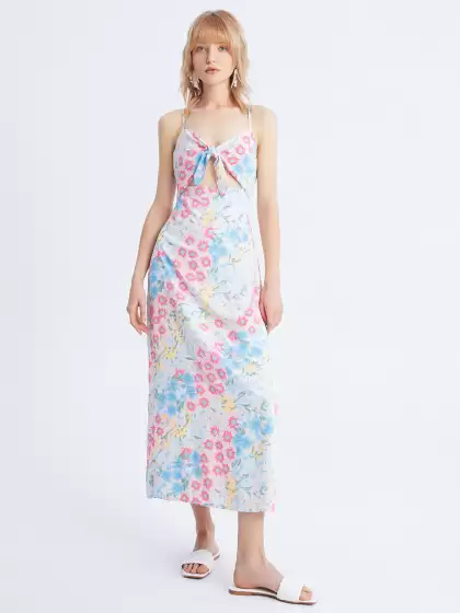 Floral Print A-Line Midi Dress - image 3