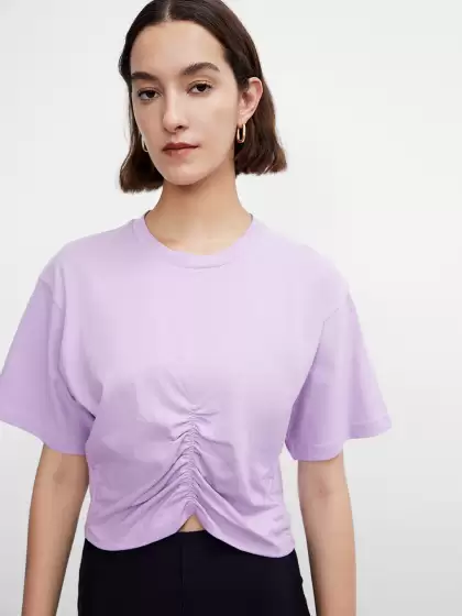 Ruched Pure Cotton T-shirt - image 3
