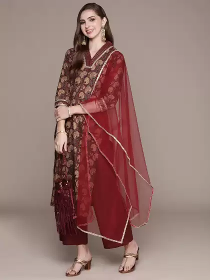 Women Printed Kurta with Palazzos With Dupatta - image 3