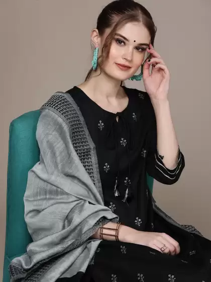 Women Embroidered Kurta with Palazzos With Dupatta - image 3