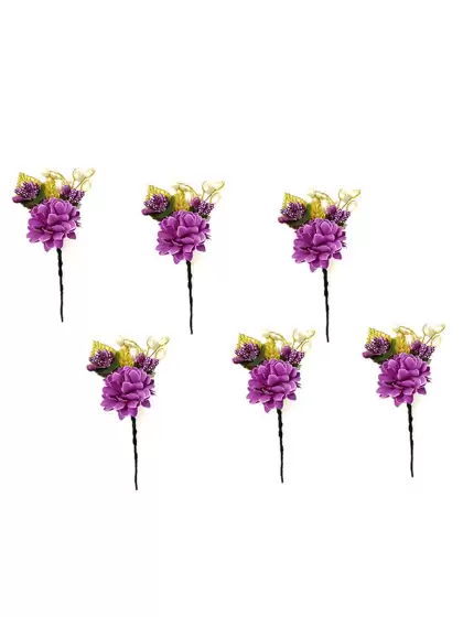Women 6Pcs Beaded U-Pins - image 3