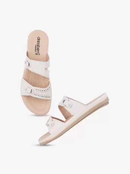 Women Textured Open Toe Flats - image 3
