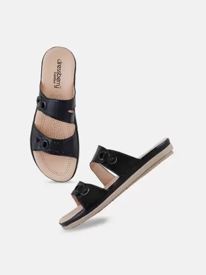 Women Textured Open Toe Flats - image 3