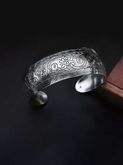 Women Silver-Plated Cuff Bracelet - image 3