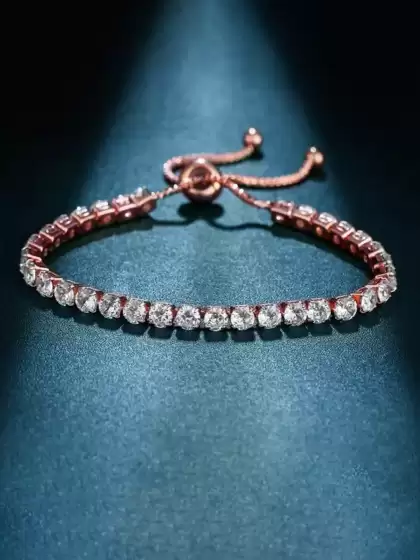 Women Cubic Zirconia Rose Gold-Plated Charm Bracelet - image 3