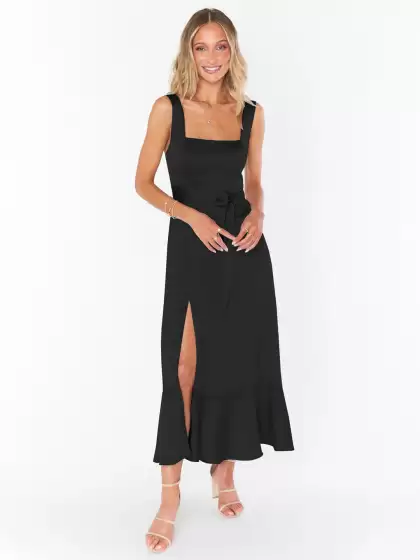 Square Neck A-Line Midi Dress - image 3