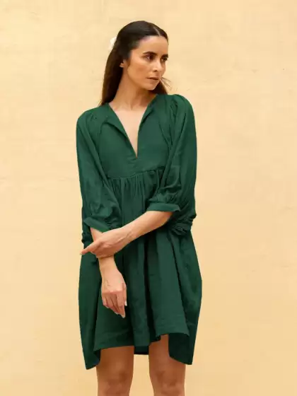 Tie-Up Neck A-Line Dress - image 3
