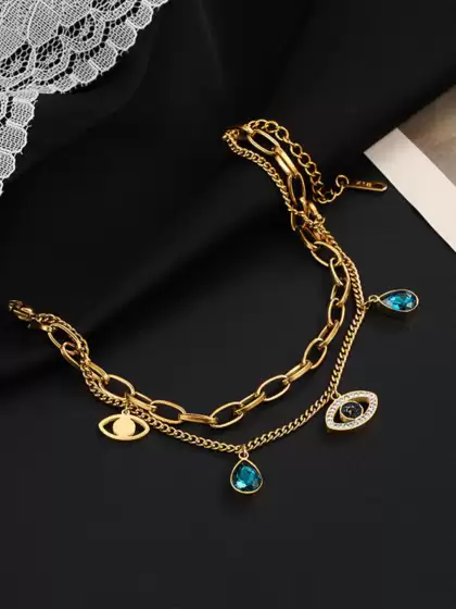 Women Cubic Zirconia Gold-Plated Link Bracelet - image 3