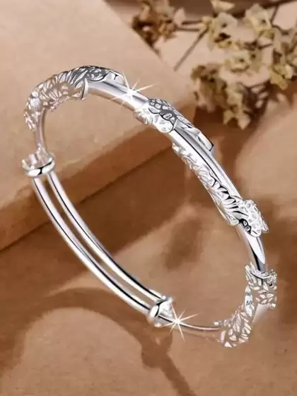Women Cubic Zirconia Silver-Plated Kada Bracelet - image 3