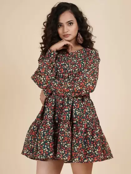 Floral Print Fit & Flare Dress - image 3