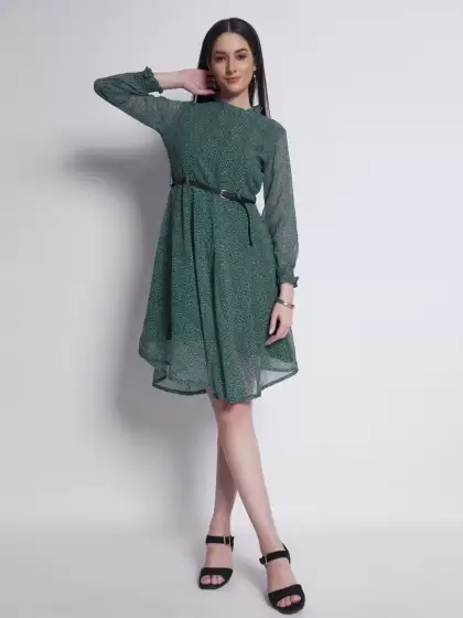 Printed Fit & Flare Dress - image 3