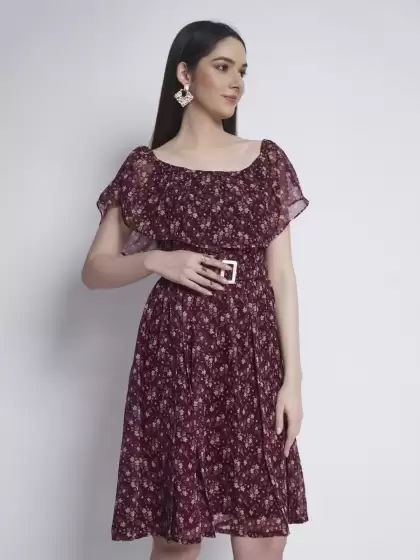 Printed Fit & Flare Dress - image 3
