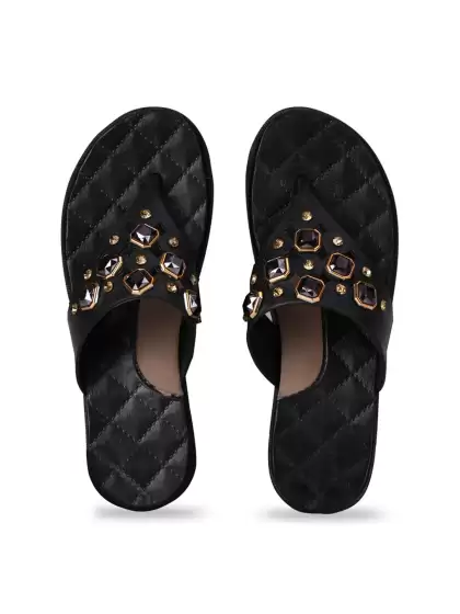 Women Embellished Thong Flip-Flops - image 3