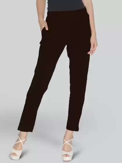 Women Mid-Rise Plain Trousers - image 3