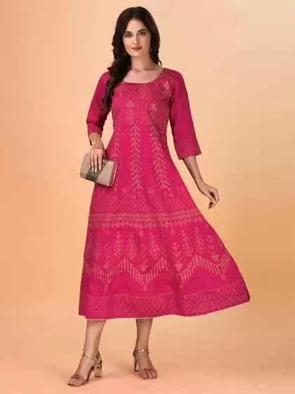 Ethnic Motifs Print A-Line Midi Dress - image 3