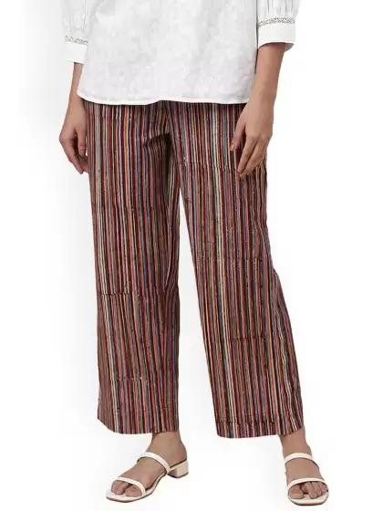 Women Striped Cotton Trousers - image 3