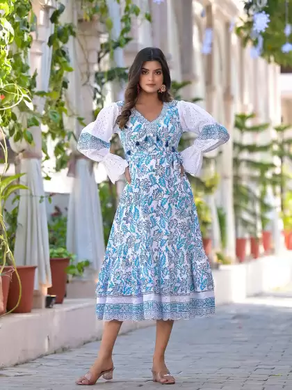 Floral Print Fit & Flare Dress - image 3