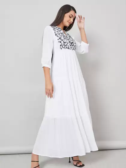 Embroidered Fit & Flare Dress - image 3