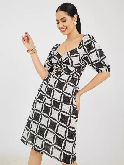 Printed Fit & Flare Dress - image 3