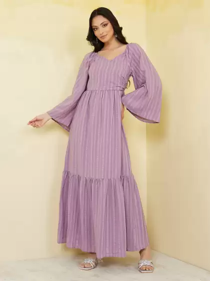 Striped Flared Sleeve Dress - image 3