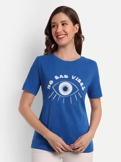 Women Printed Applique Slim Fit T-shirt - image 3