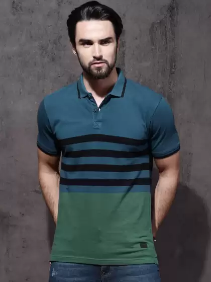 Striped Polo Collar Pure Cotton T-shirt - image 3