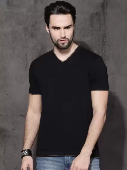 Pure Cotton T-shirt with Contrast Raw Edge - image 3