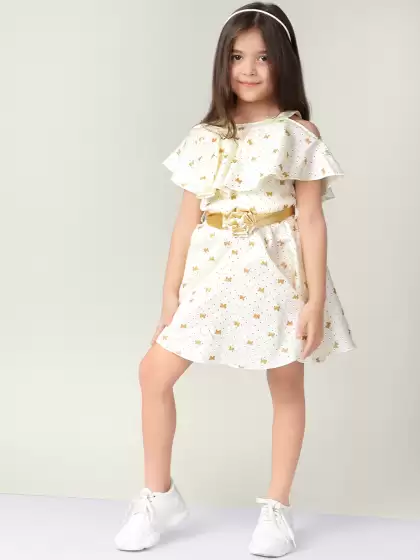 Girls Printed Fit and Flare Dress - image 3