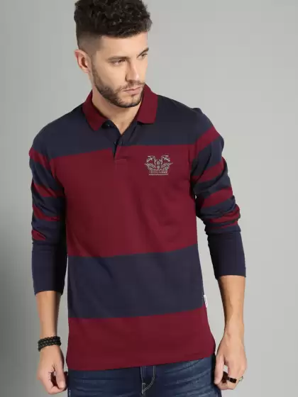 Striped Polo Collar Pure Cotton T-shirt - image 3