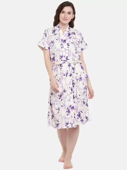 Women Printed Bath Robe - image 3