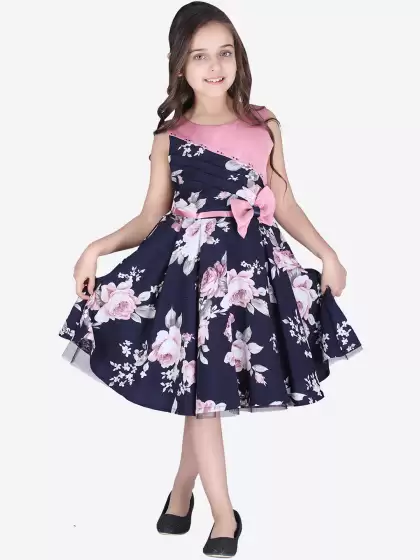 Girls Printed A-Line Dress - image 3