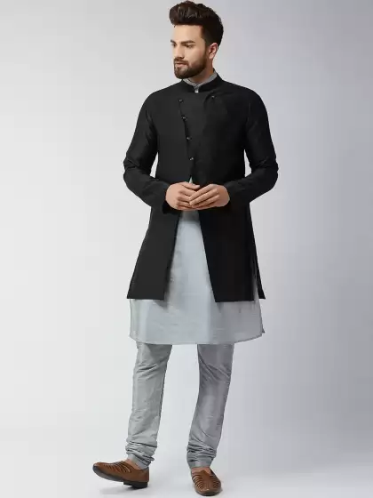 Men Self Design Kurta with Churidar - image 3