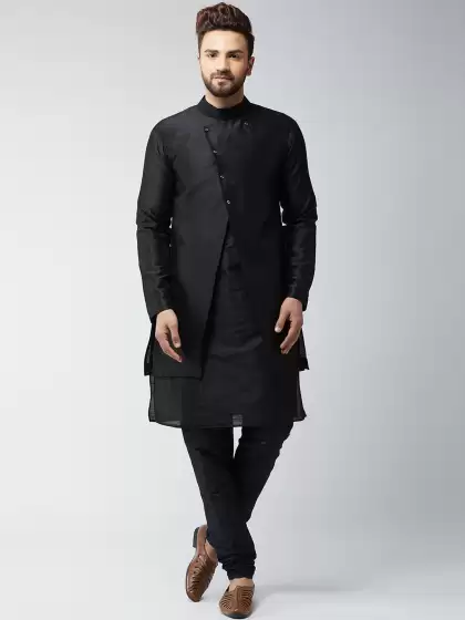 Men Self Design Kurta with Churidar - image 3