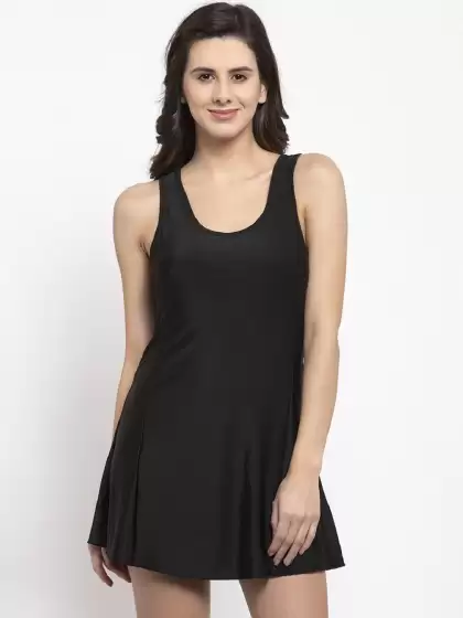 Women Solid Swimwear with Attached shorts - image 3