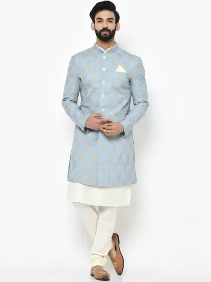 Men Printed Sherwani Set - image 3